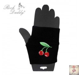 Black cherry print fingerless gloves