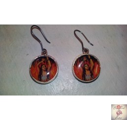 Joan of Arc/Burning Heart drop ear-rings by Amano Studios