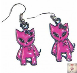 Pink Kitty Dangly Earrings
