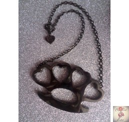 Rock Rebel large black knuckleduster necklace