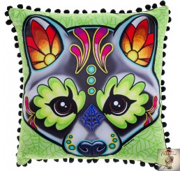 Sourpuss Raccoon woodland sugar skull pillow cushion