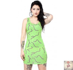 Sourpuss In Stitches Tank Dress green horror 